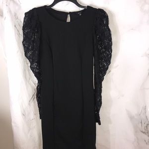 NWT iris lace sleeve black keyhole dress